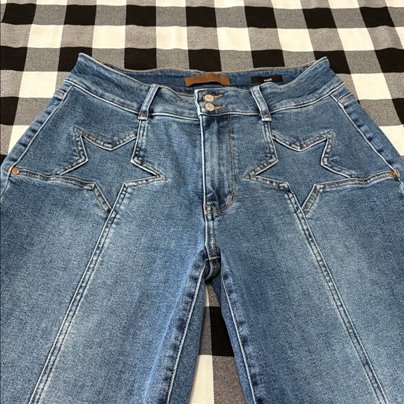Judy Blue High Waist Double Button Star Front Seam Wide Leg Denim Jeans 14W x 32 - Picture 5 of 15
